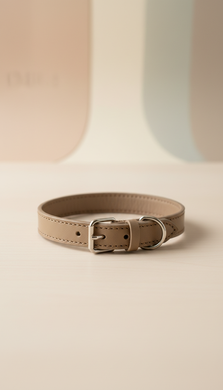 Taupe Leather Cat Collar Handcrafted